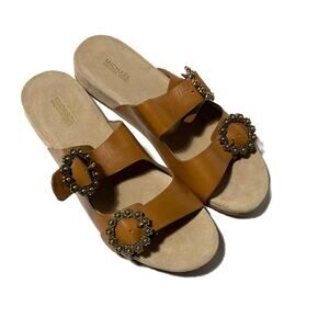 Michael Kors Wedge Buckle Sandals -Tan (Size 8 M/ 38M)